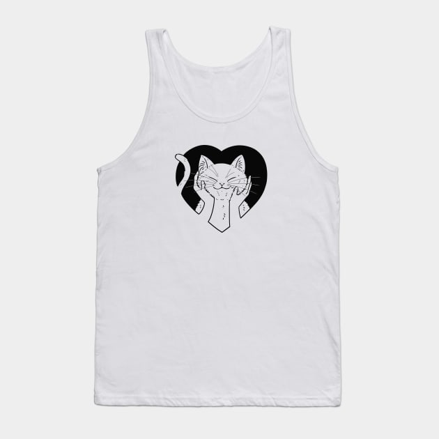 Squishy Cat in heart (black) Tank Top by You Miichi